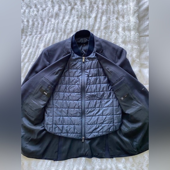 NWOT Hugo Boss Navy Down Filled SLIM-FIT JACKET WITH PADDED INNER BIB - Picture 2 of 14